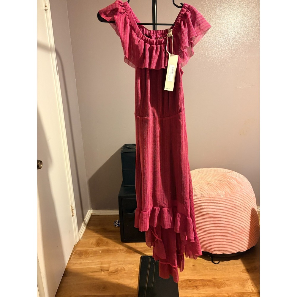 Alice's Pig Purple Striped Sleeveless High Low, Peekaboo Back Dress Sz US 6